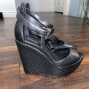 Michael Kors Black Leather Wedges